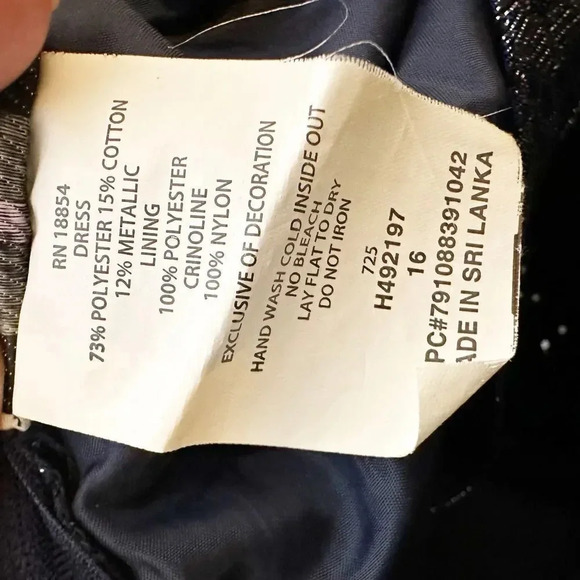 RARE EDITIONS Navy Blue Metallic Embellished Collar Dress Girls Size 16 - Picture 6 of 7